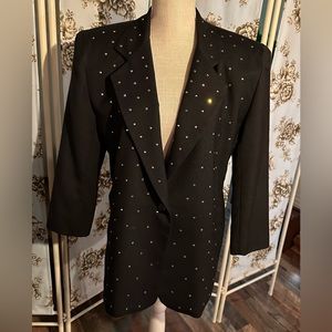 Vintage 1980s Oversized Rhinestone Studded Black Blazer